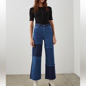 Rails Women 31 The Getty Crop High Rise Wide Barrel Leg Patchwork Jeans K